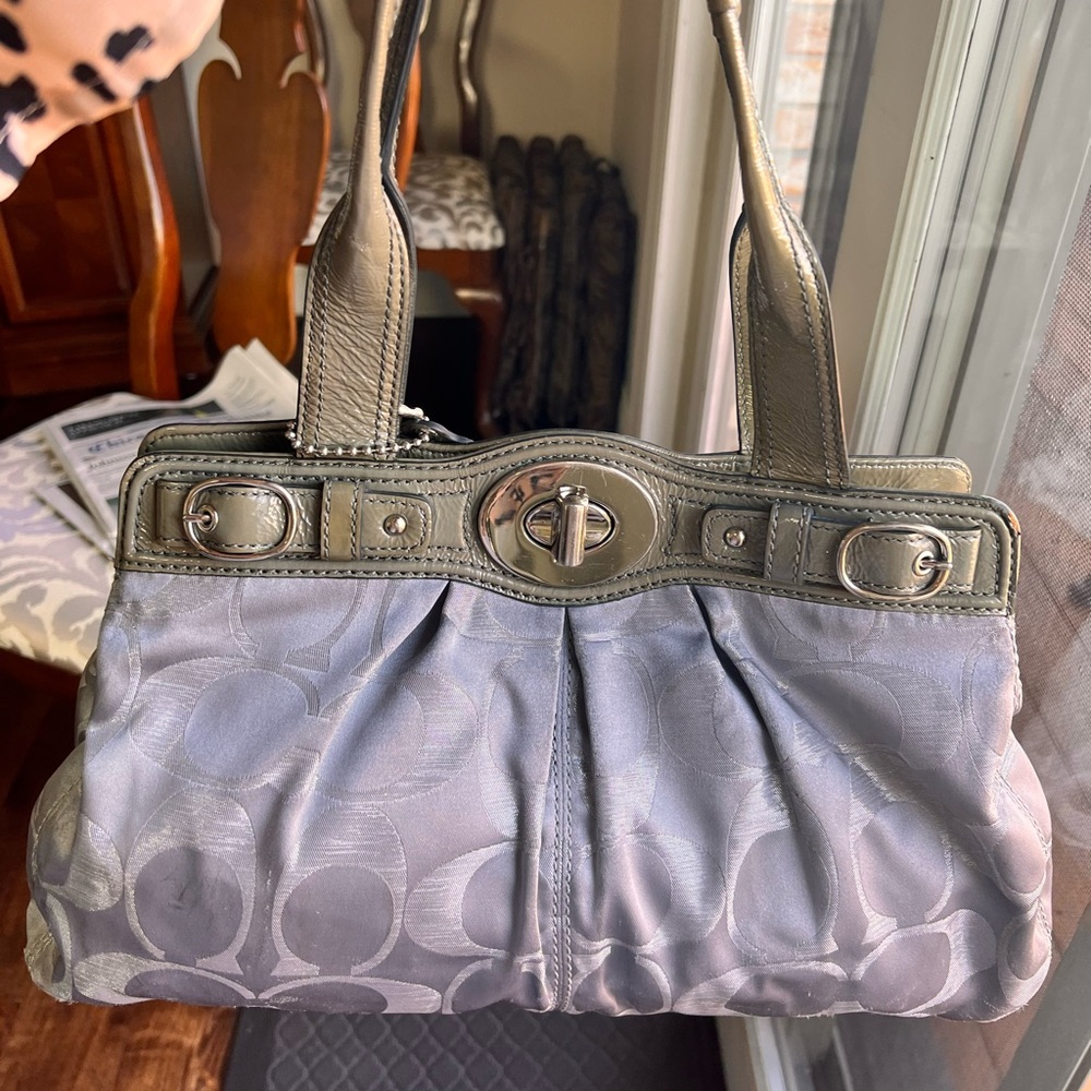 Coach signature C metallic satchel